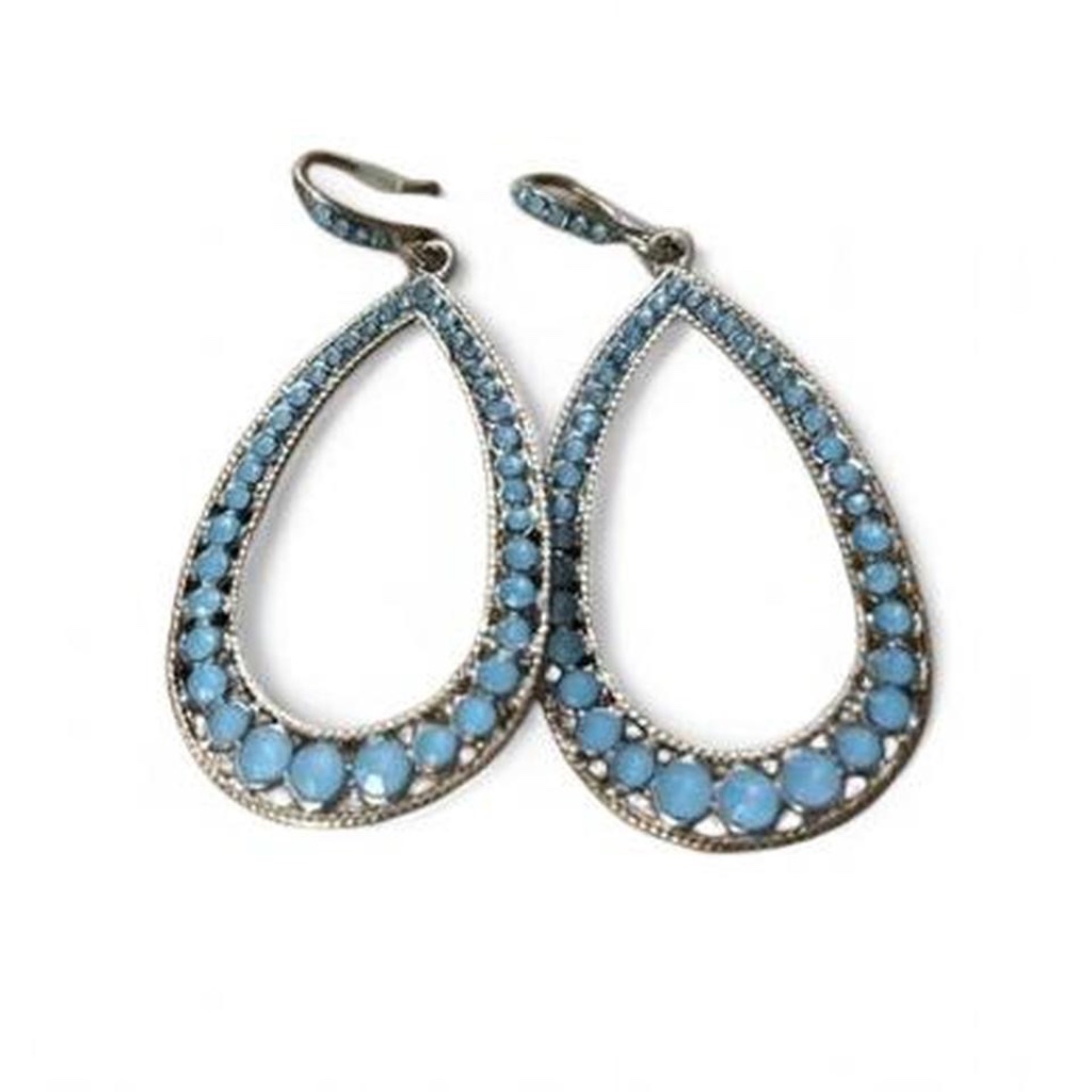 Marilyn Schiff Silver And Blue Teardrop Shaped Dangle Earrings